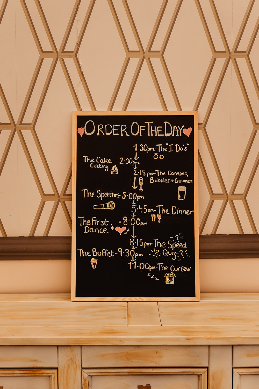 Order of the Day Sign Signs Kilmore Country House Wedding Crazy Happy Love