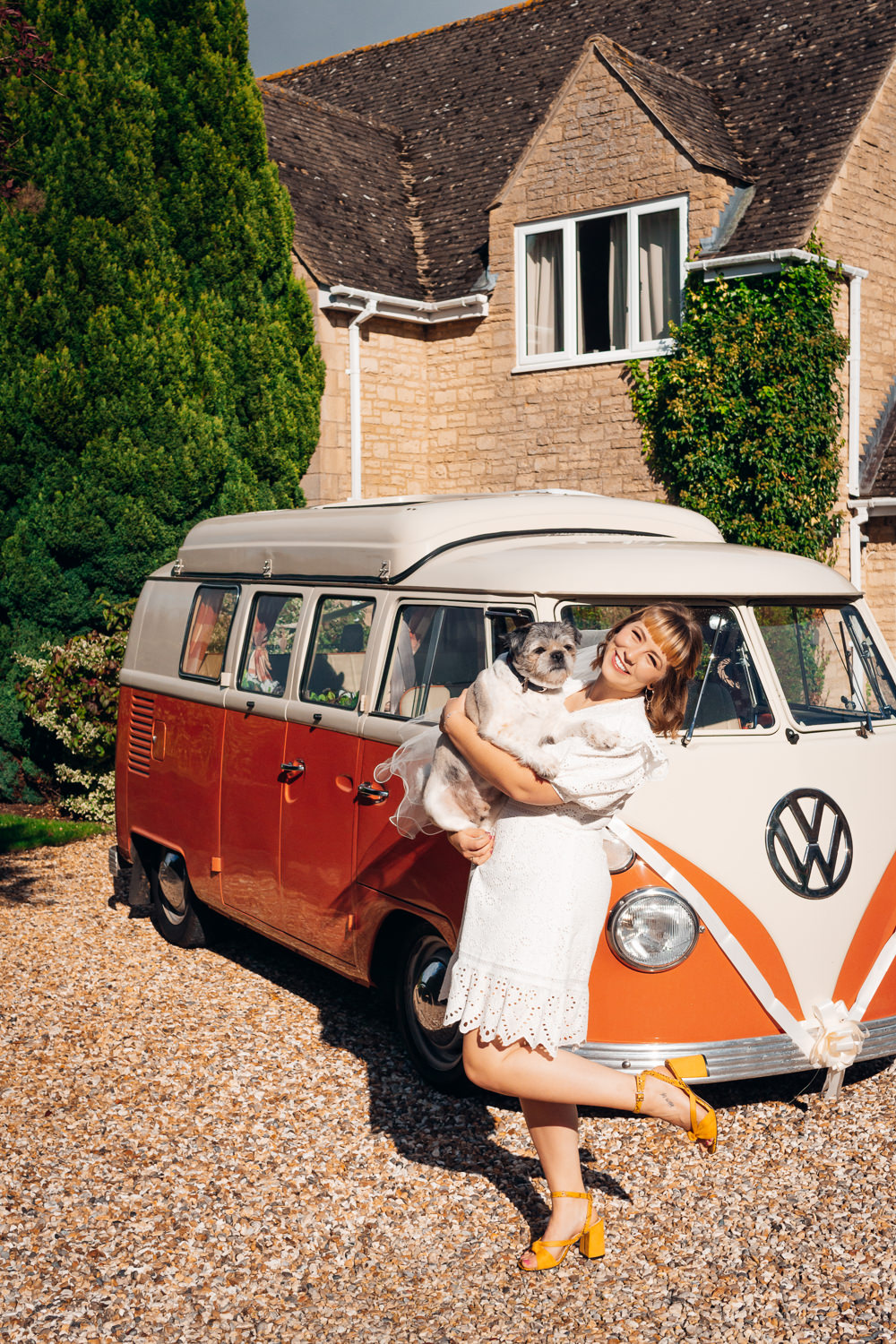 VW Campervan Transport Mini Wedding Dress Emily Collett Photography