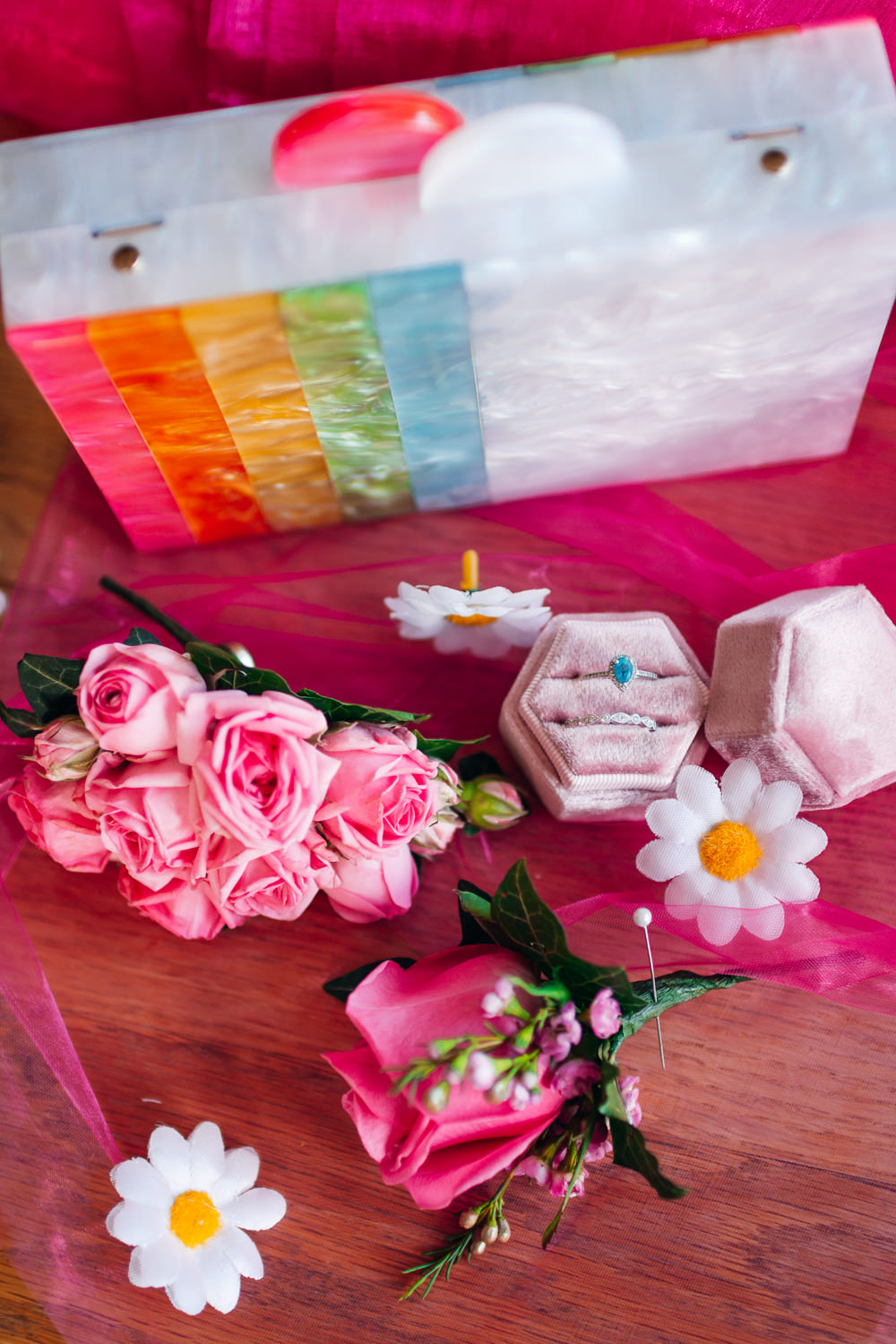 Rainbow Clutch Bag Mini Wedding Dress Emily Collett Photography