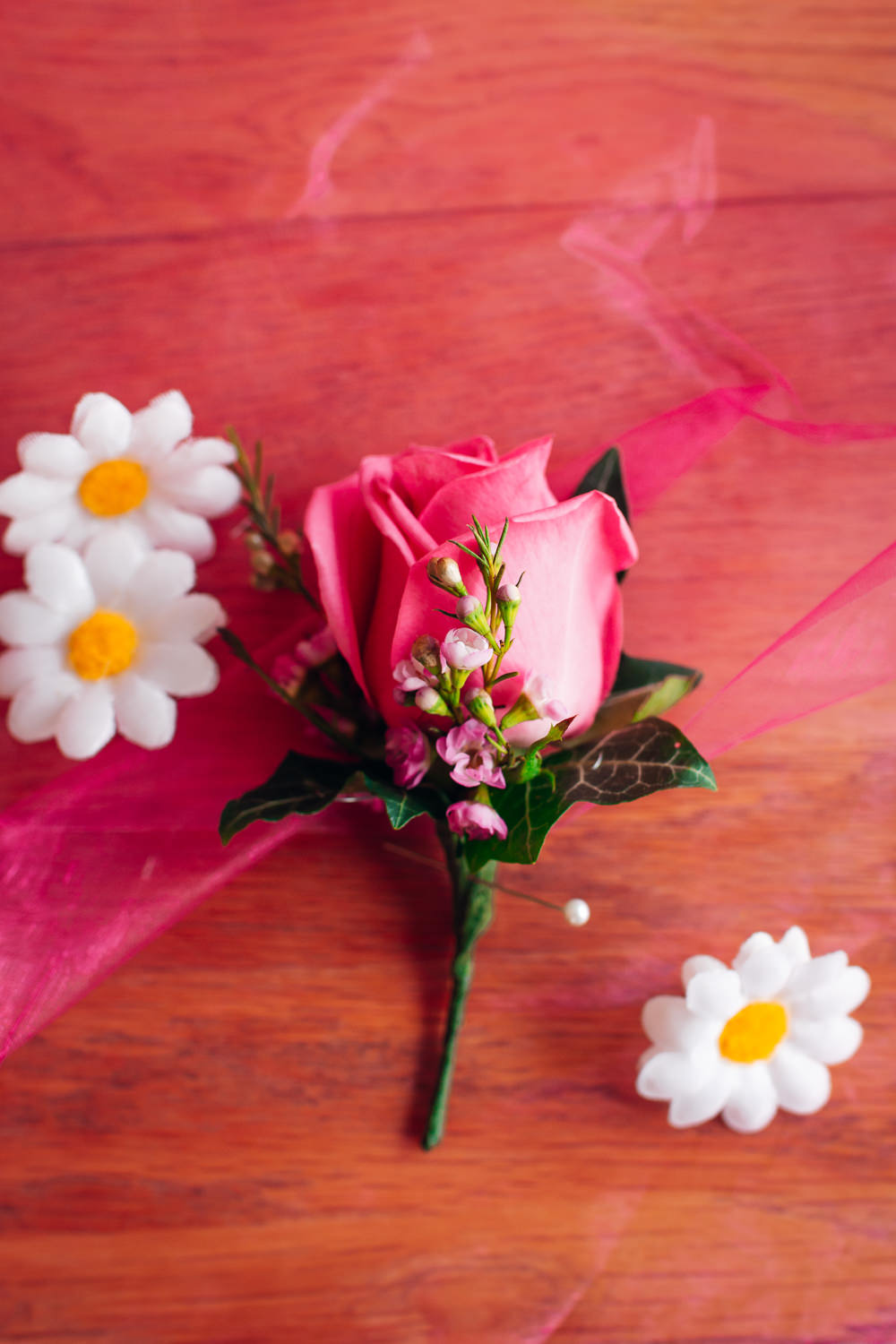 Rose Buttonhole Flowers Mini Wedding Dress Emily Collett Photography