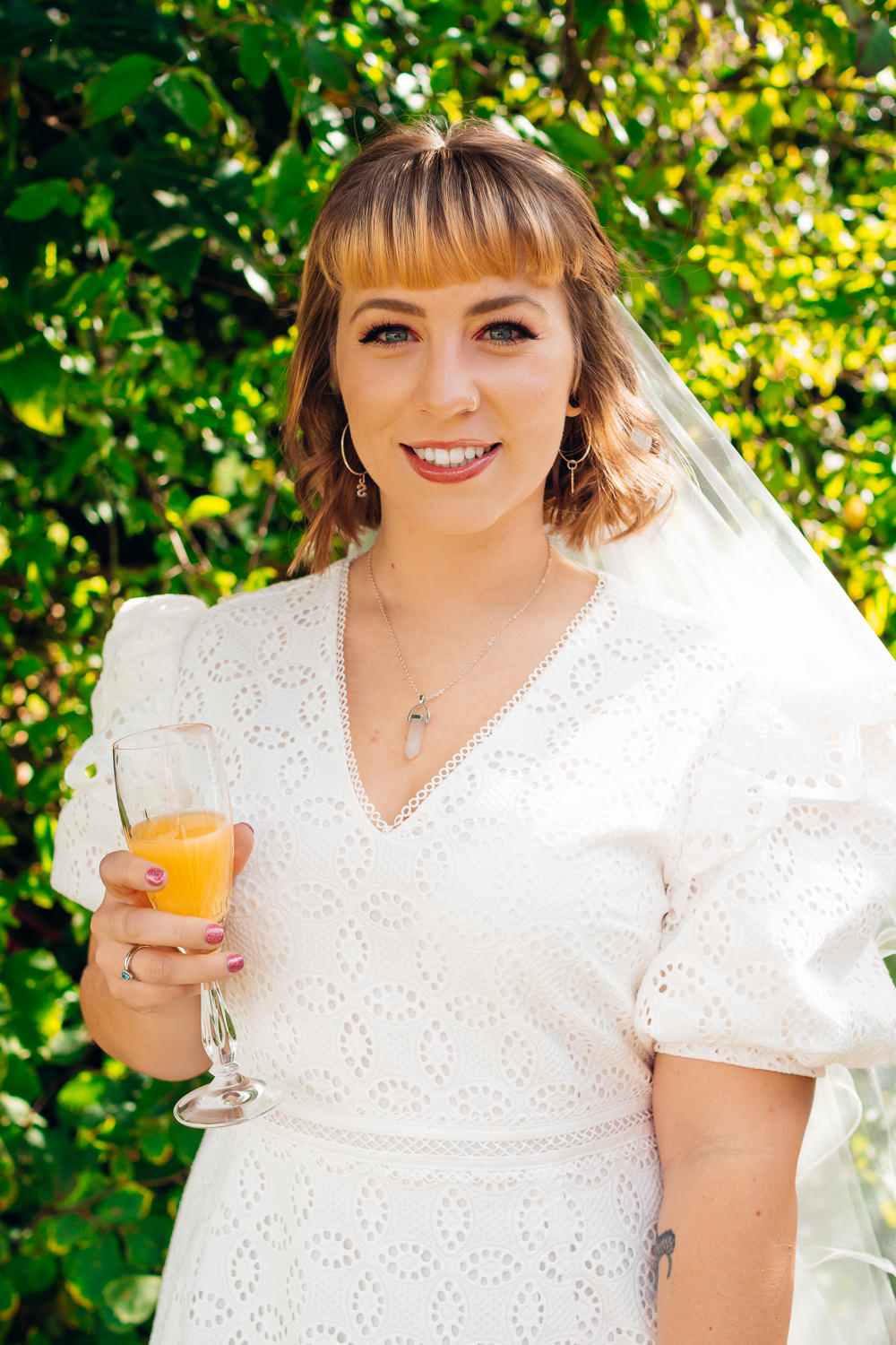 Bride Bridal Hair Style Fringe Mini Wedding Dress Emily Collett Photography