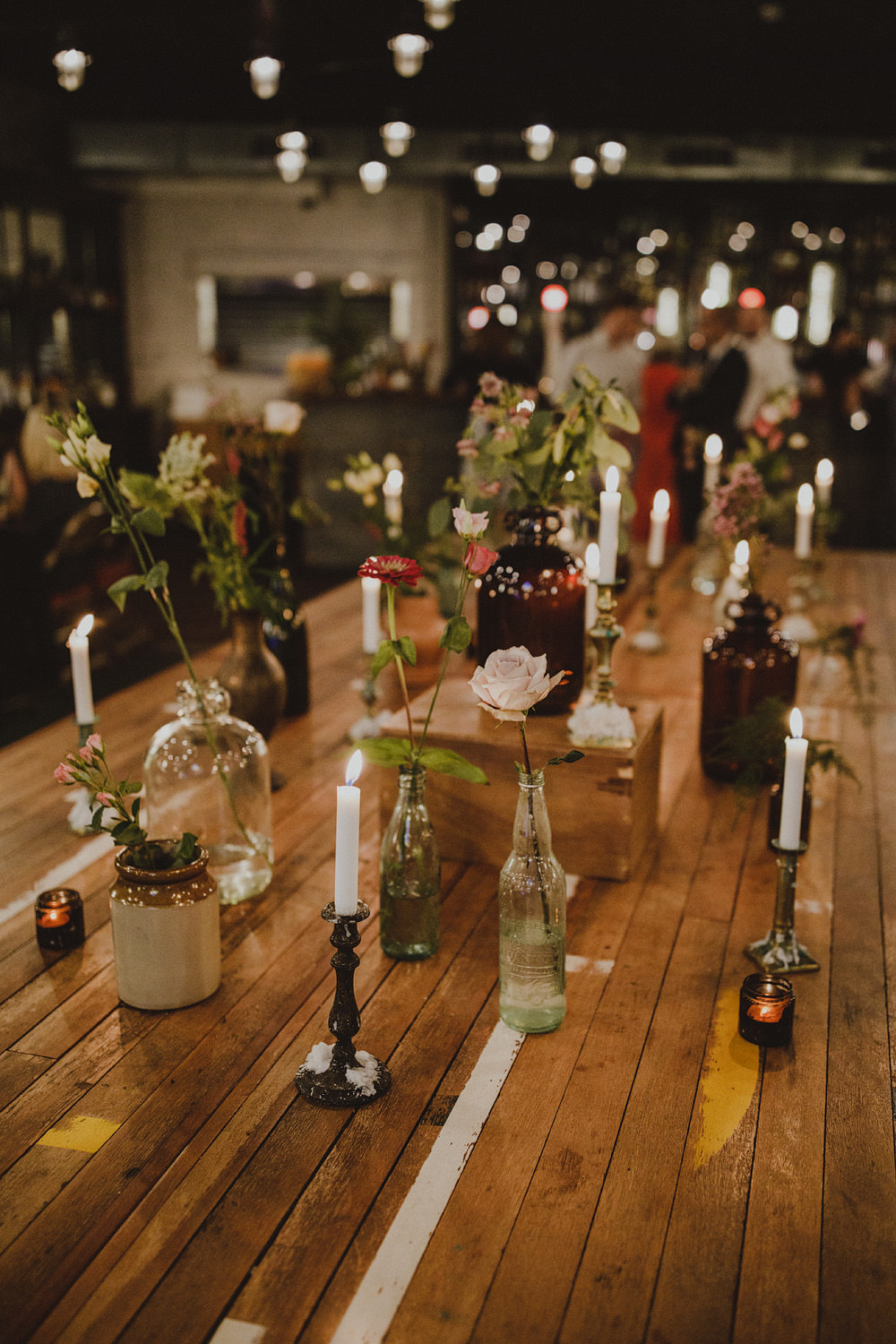 Bottle Flowers Candles Table Centrepiece Decor Mowbray Wedding Photography34