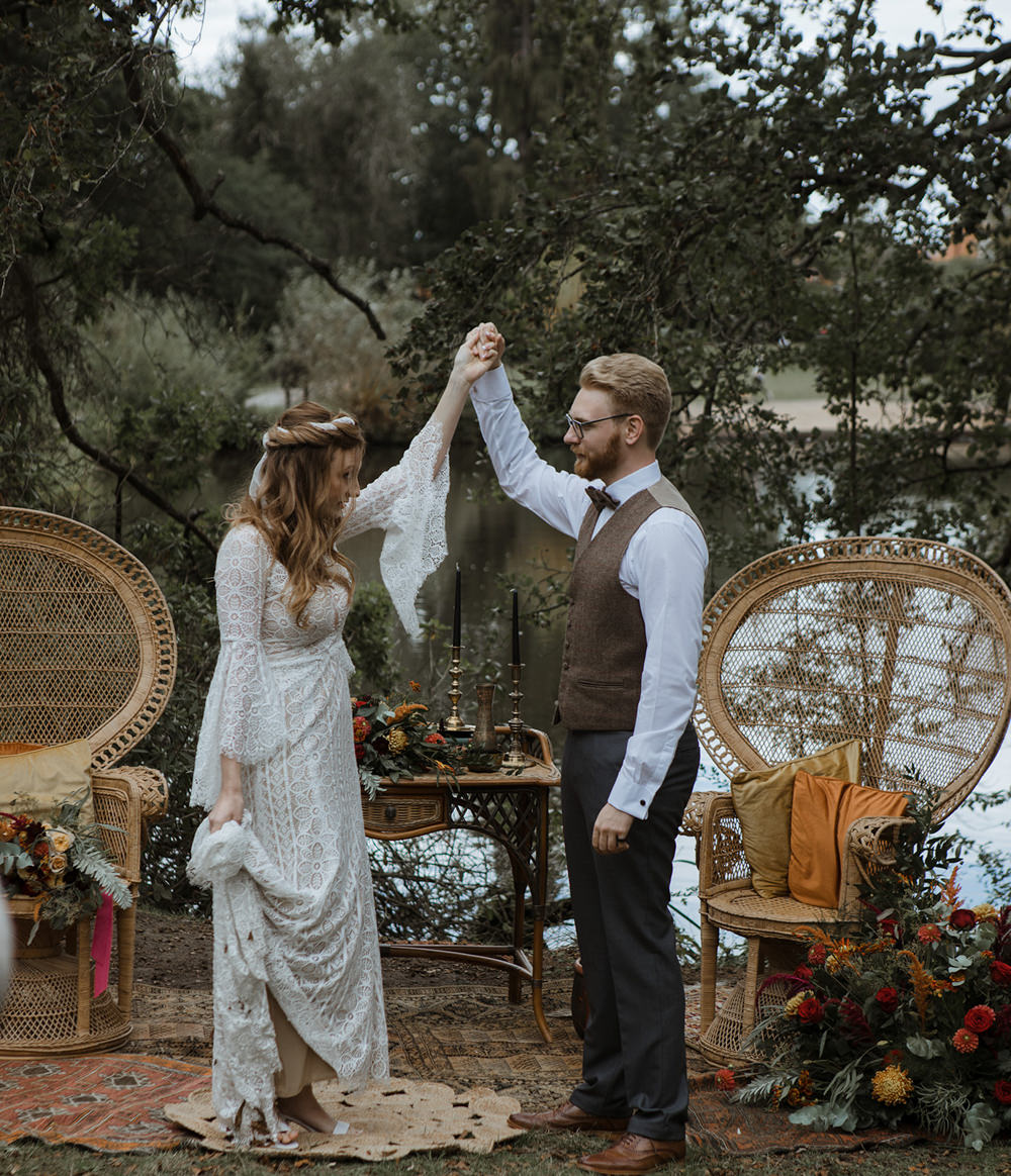 Peacock Chair Seating Park Wedding Eloise & Mitch