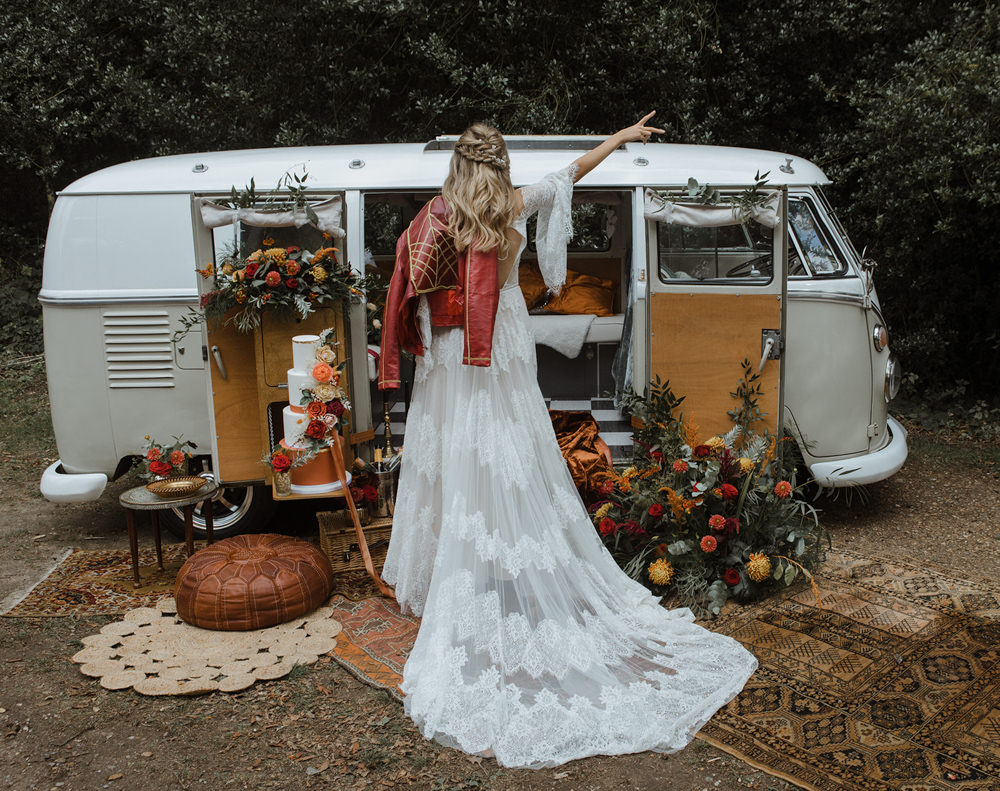 Dress Gown Bride Bridal Boho Lace Jacket Park Wedding Eloise & Mitch
