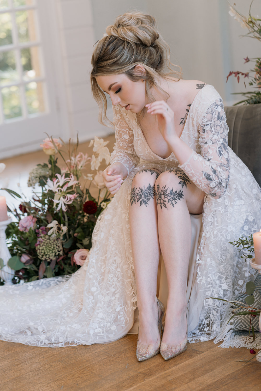 Bride Bridal Shoes Clear Purple Winter Wedding Steph Kiely Photography