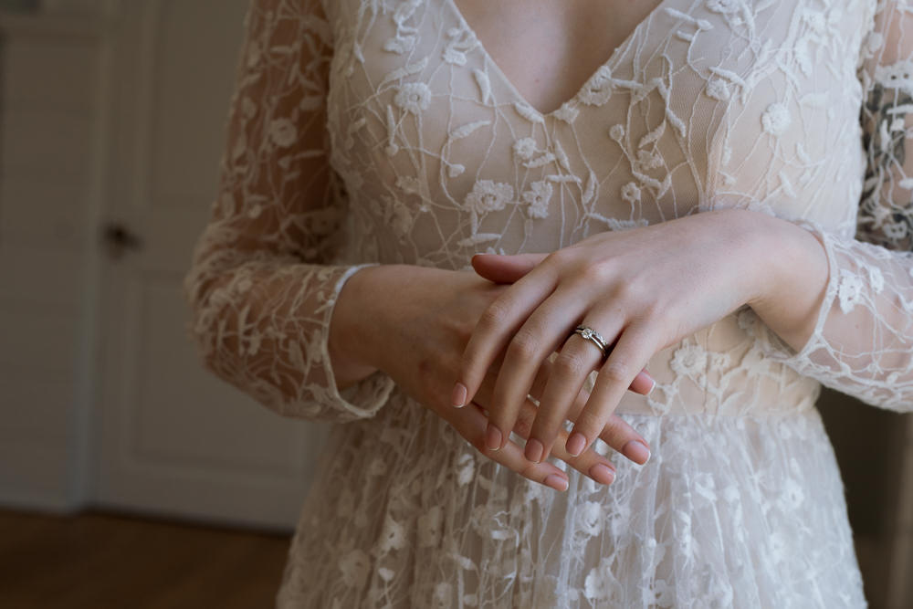Bride Bridal Nails Manicure Purple Winter Wedding Steph Kiely Photography