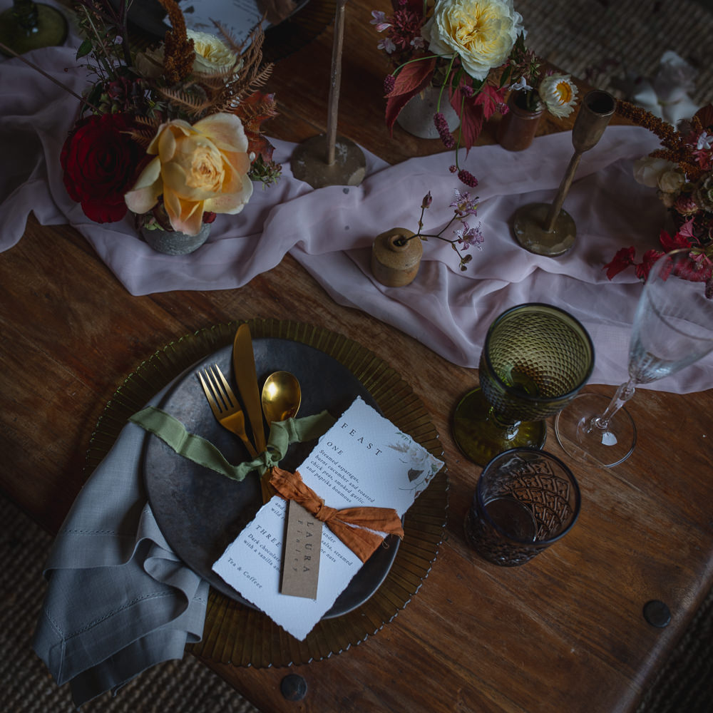 Table Decor Flowers Candles Tablescape Red Yellow Somerley House Wedding Andrea Verenini
