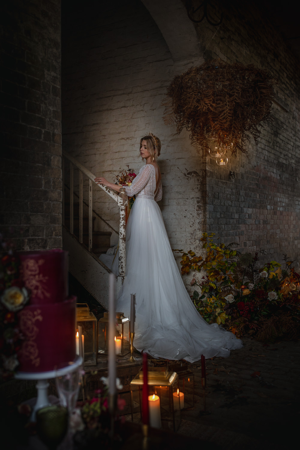 Dress Gown Bride Bridal Long Sleeve Somerley House Wedding Andrea Verenini