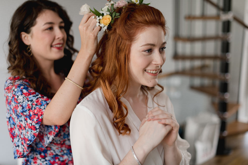 Bride Bridal Hair Flowers Whimsical Summer Wedding Lyra and Moth