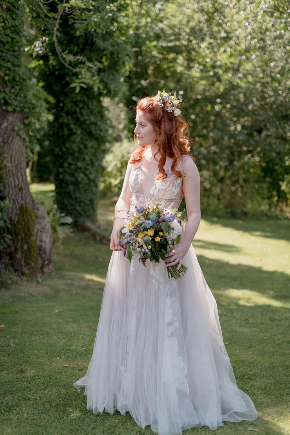 Dress Gown Bride Bridal Tulle Lace Whimsical Summer Wedding Lyra and Moth