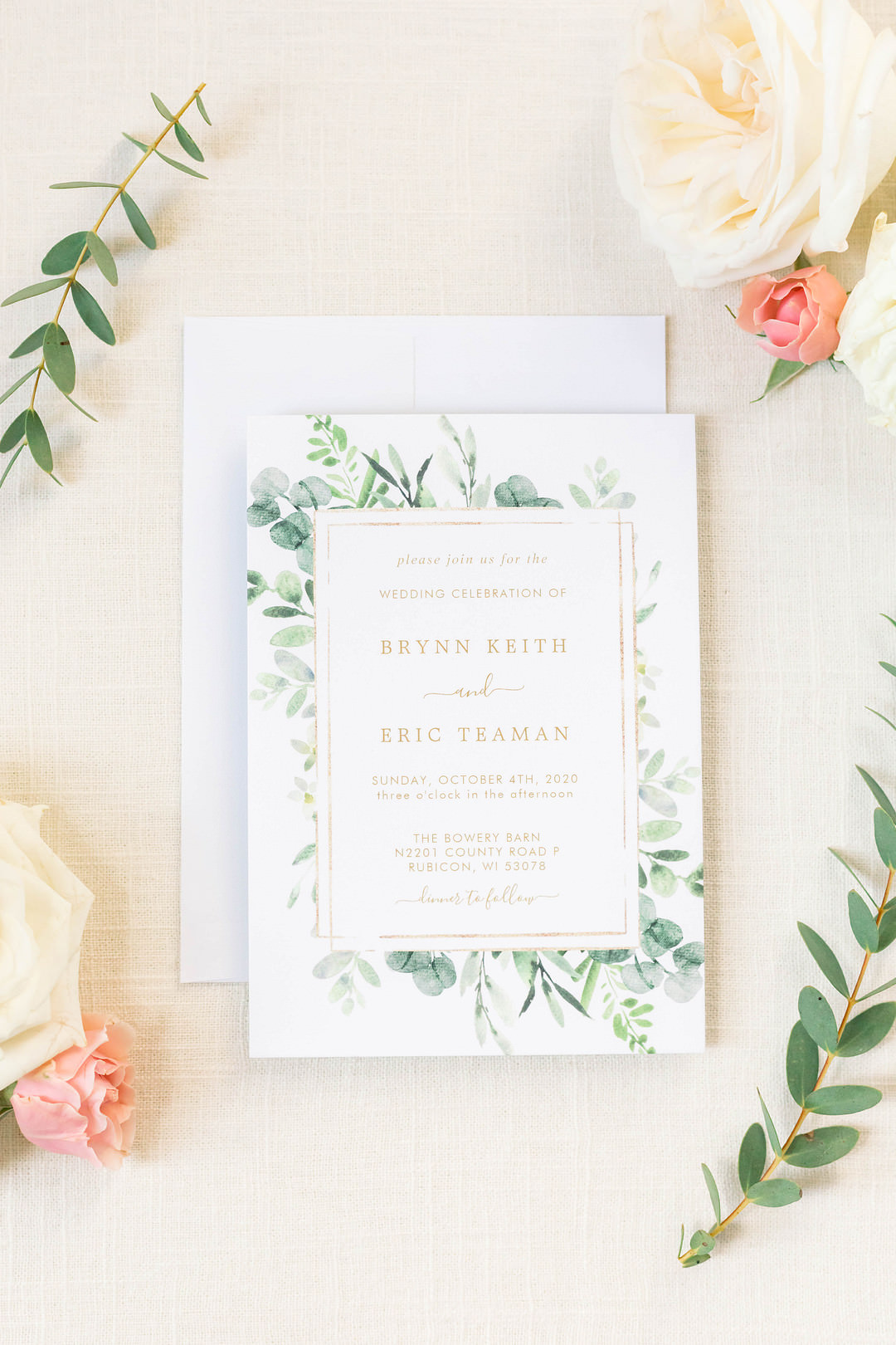 Botanical Invite Invitation Stationery Wisconsin Micro Wedding Nicole Miro Photography