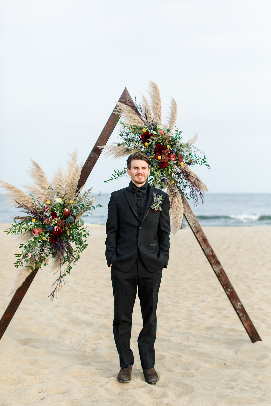 Groom Black Suit Bow Tie Buttonhole Flowers Witchy Wedding Limelight Entertainment