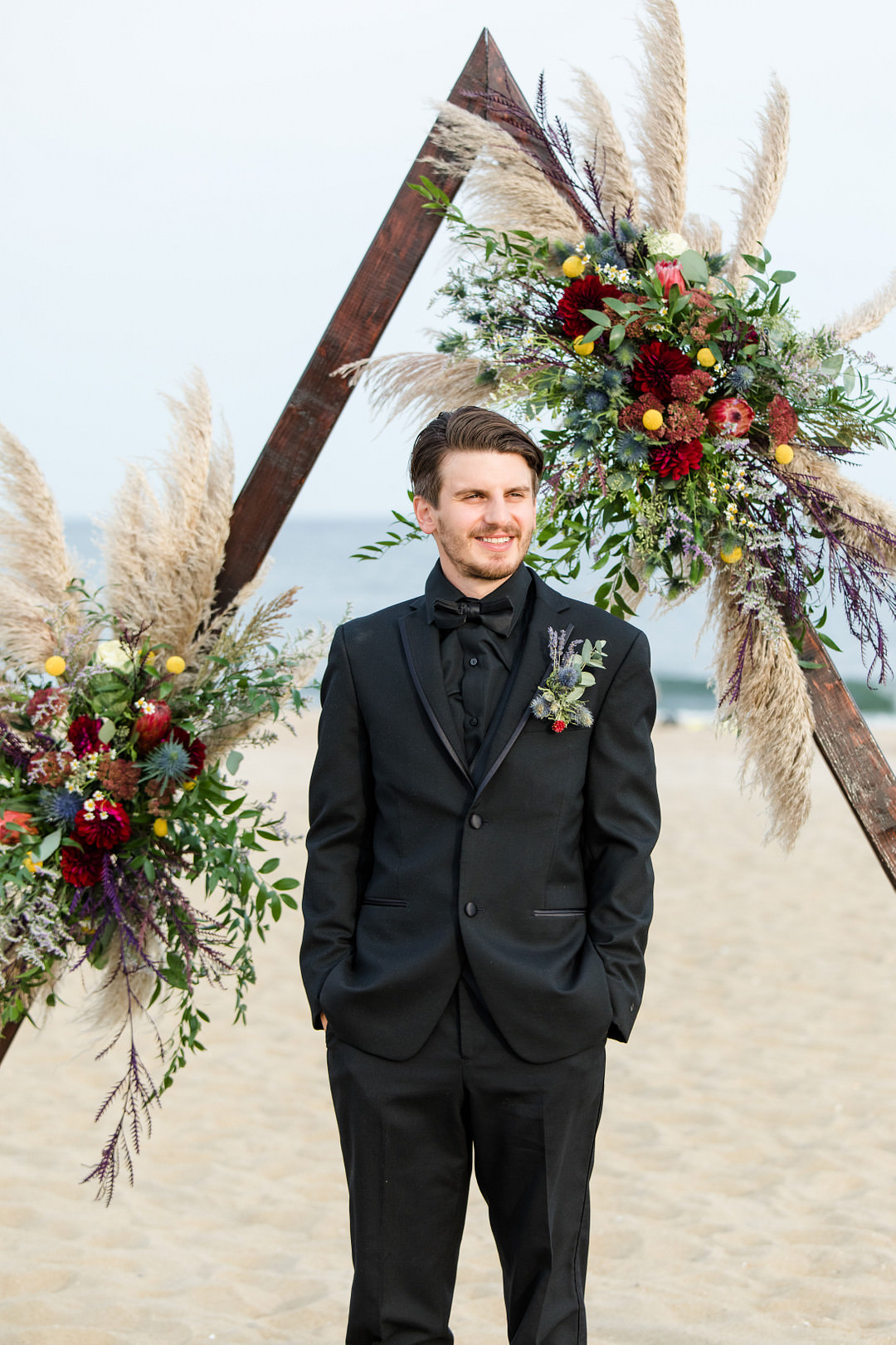 Groom Black Suit Bow Tie Buttonhole Flowers Witchy Wedding Limelight Entertainment