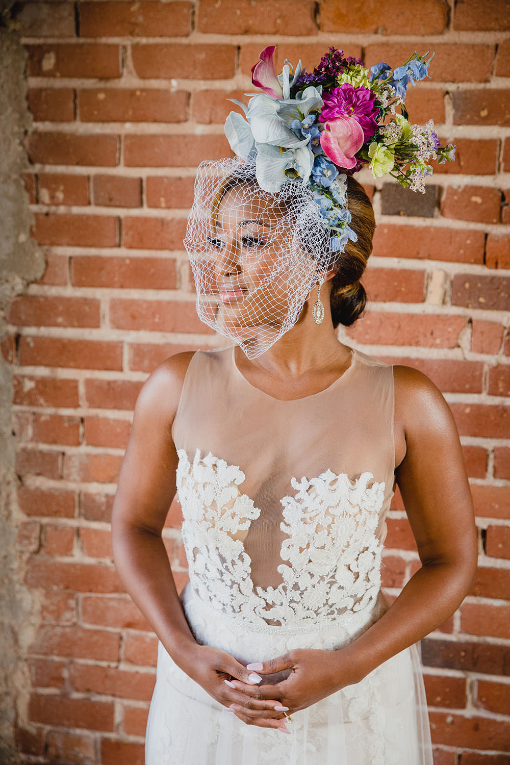 Bride Bridal Birdcage Veil Art Wedding Ideas Maribel Farina Photography