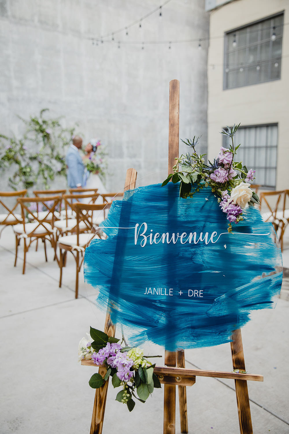 Sign Signs Signage Painted Blue Flowers Art Wedding Ideas Maribel Farina Photography