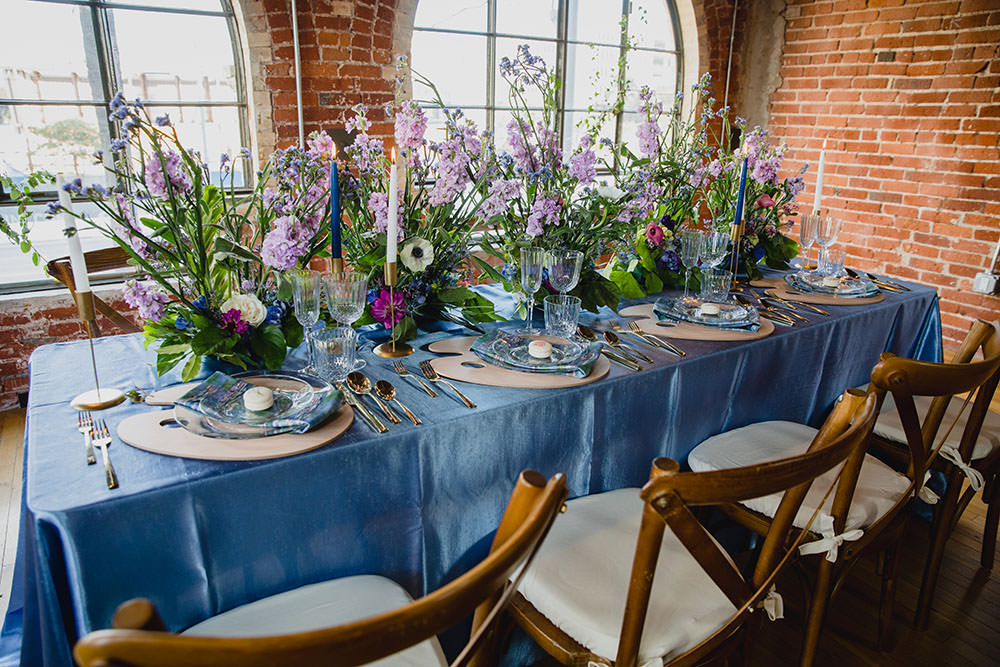 Table Tablescape Meadow Flowers Decor Blue Art Wedding Ideas Maribel Farina Photography