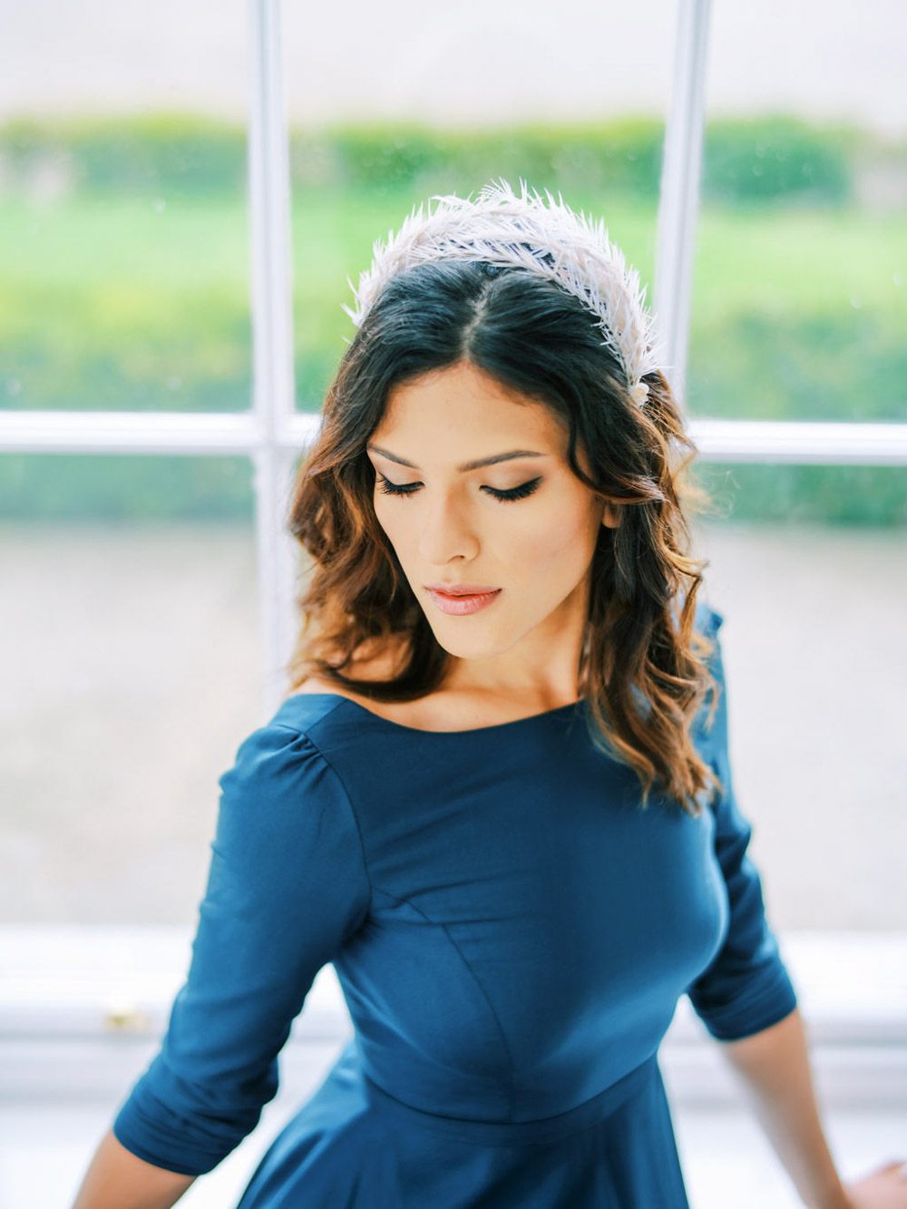 Bride Bridal Make Up Hairband Blue Wedding Dress Into The Light