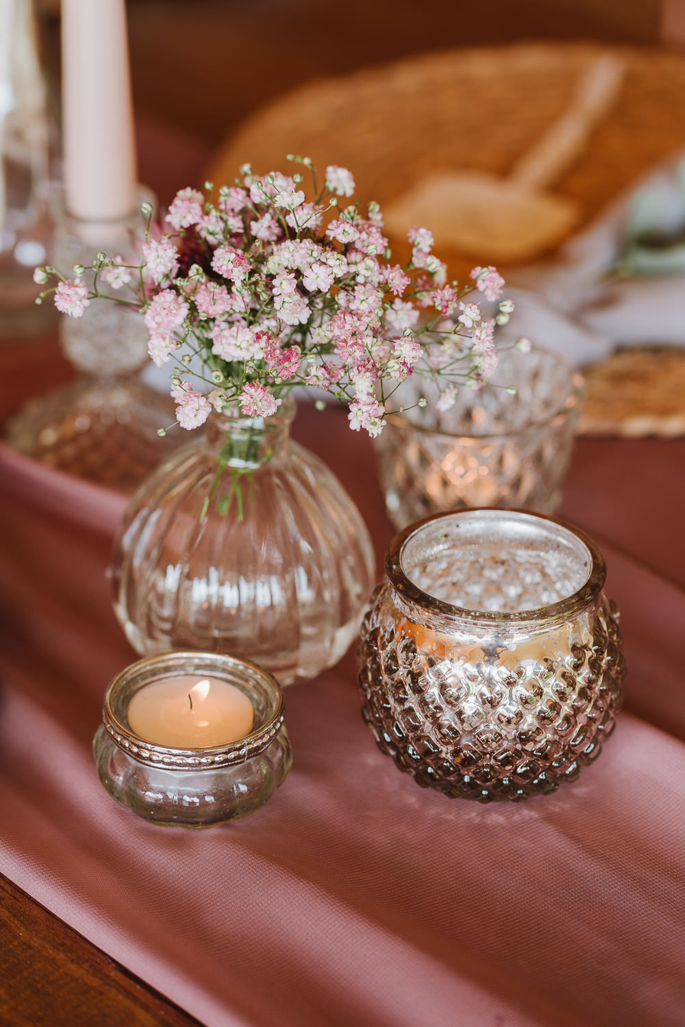 Flowers Bottles Candles Decor Table Centrepiece Botanical Tipi Wedding Georgi Mabee