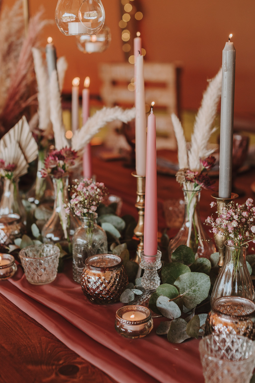 Flowers Bottles Candles Decor Table Centrepiece Botanical Tipi Wedding Georgi Mabee