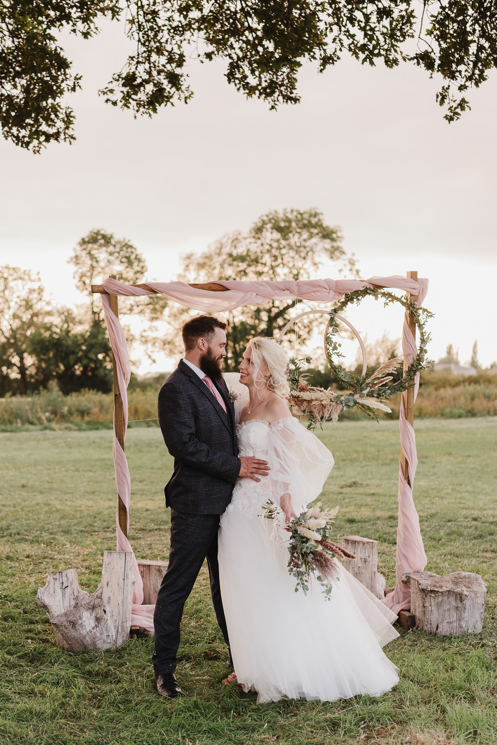 Botanical Tipi Wedding Georgi Mabee Outdoor Ceremony Arch Backdrop Hoops Greenery Pampas Grass