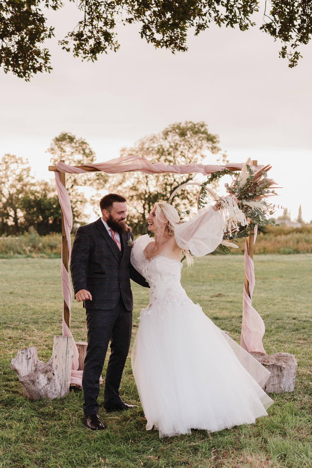 Botanical Tipi Wedding Georgi Mabee Outdoor Ceremony Arch Backdrop Hoops Greenery Pampas Grass