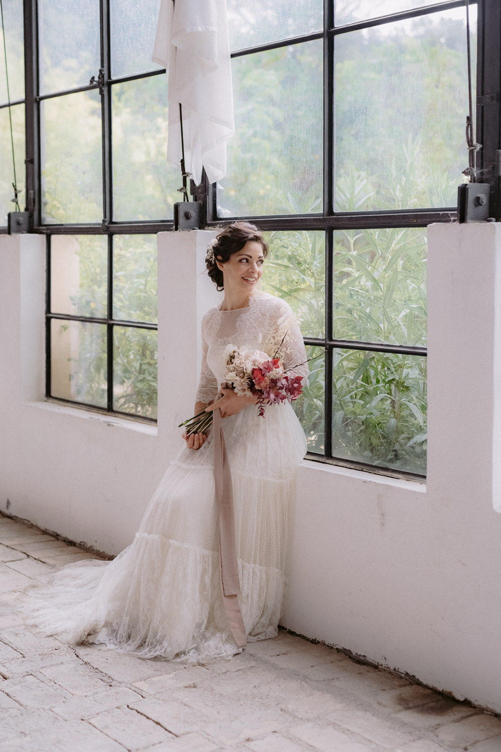 Dress Gown Bride Bridal Lace Long Sleeve Cantina Sant Amico Wedding Flavia Eleonora Tullio