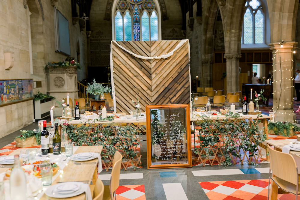 Chevron Backdrop Wall Decor Church Wedding Reception Hannah K Photography