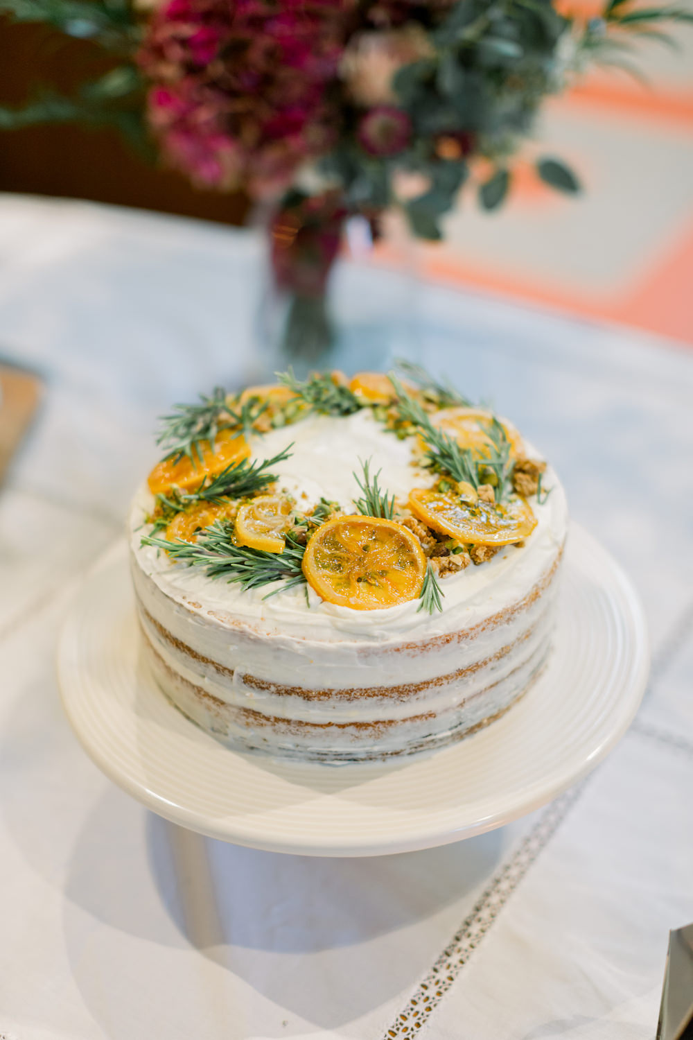 Semi Naked Cake Lemon Thyme Church Wedding Reception Hannah K Photography