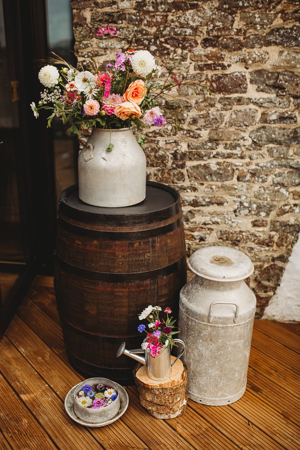 Milk Churn Flowers Decor Country Ways Wedding Holly Collings Photography