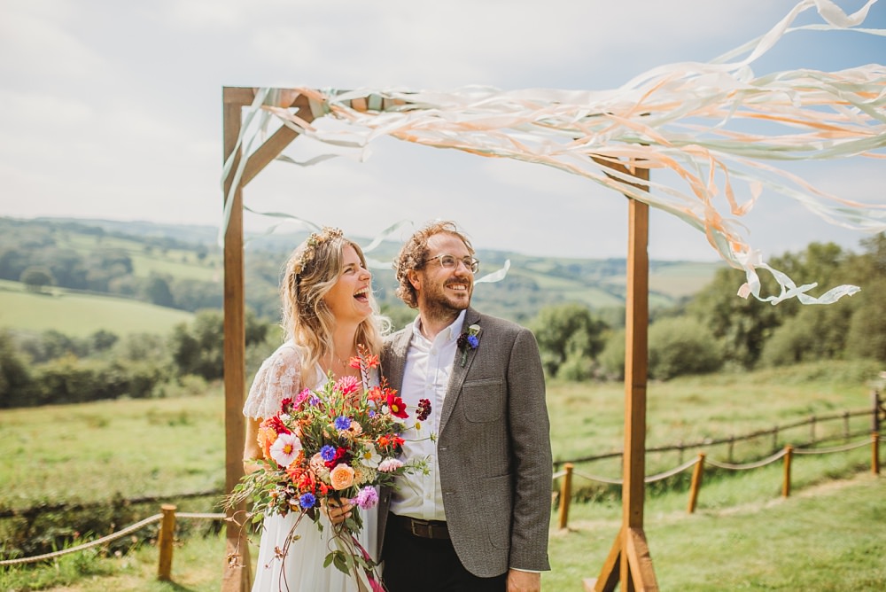 Ribbon Arch Backdrop Frame Country Ways Wedding Holly Collings Photography