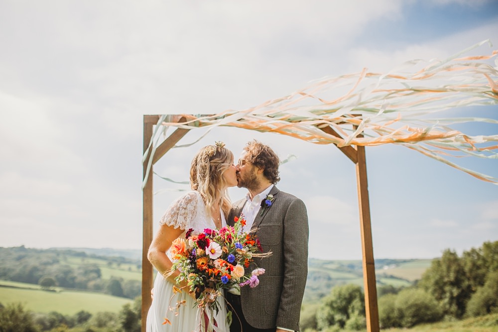 Ribbon Arch Backdrop Frame Country Ways Wedding Holly Collings Photography