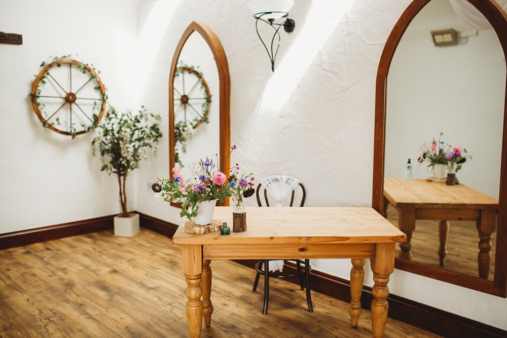 Ceremony Table Flowers Country Ways Wedding Holly Collings Photography