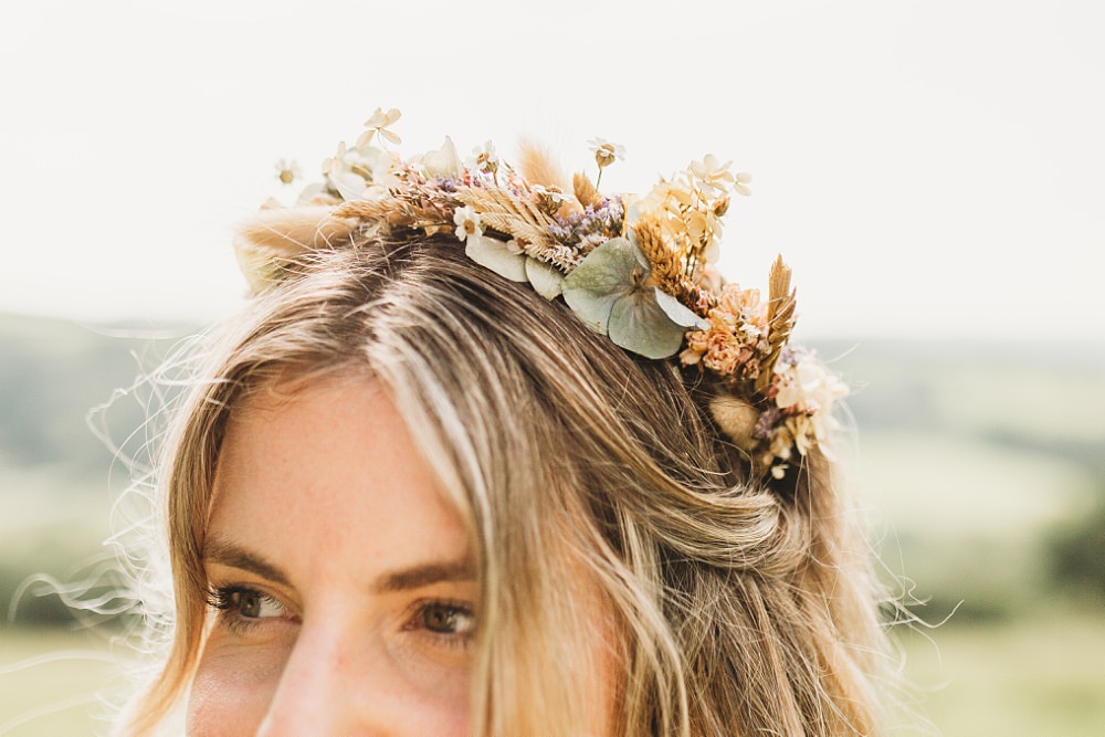 Bride Bridal Flower Crown Country Ways Wedding Holly Collings Photography