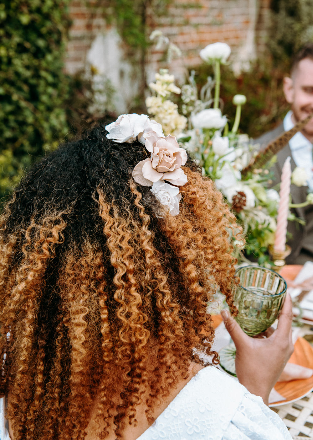 Bride Bridal Hair Flowers Countryside Elopement Chloe Martin Photo
