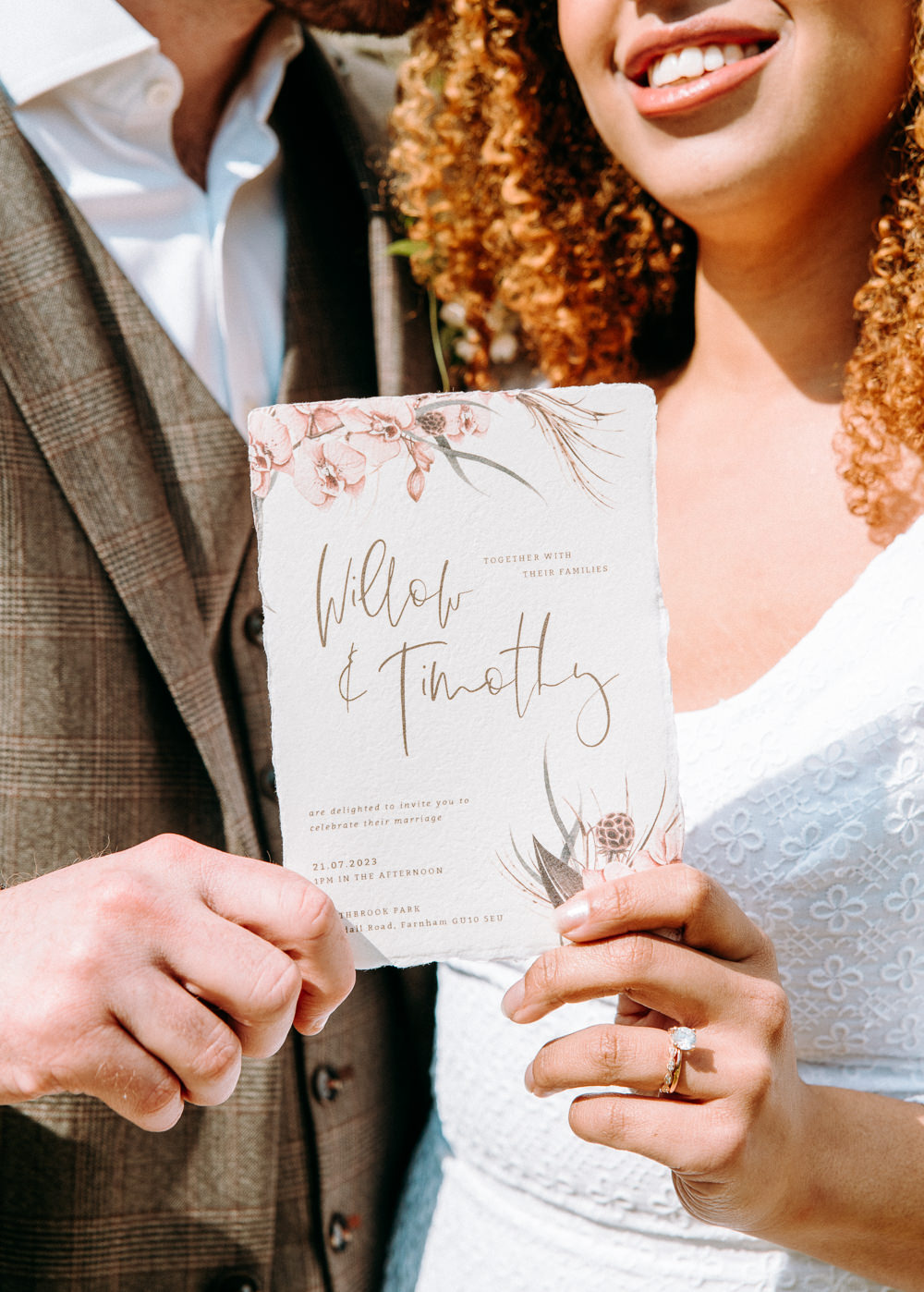 Stationery Invite Invitation Calligraphy Floral Countryside Elopement Chloe Martin Photo