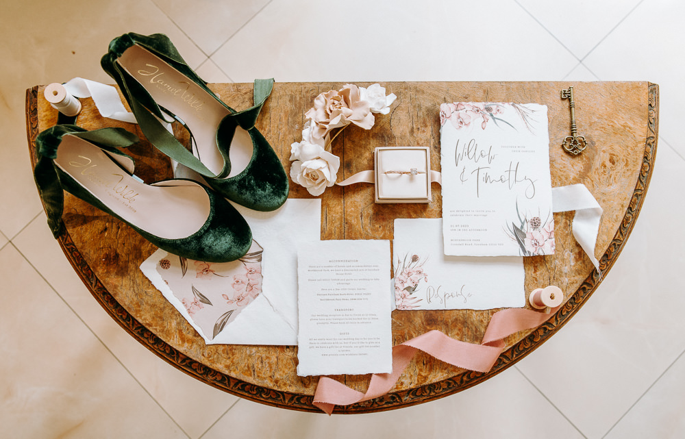 Stationery Invite Invitation Calligraphy Floral Countryside Elopement Chloe Martin Photo