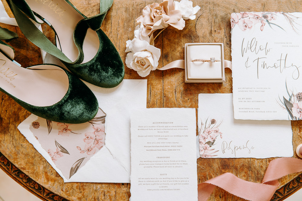 Stationery Invite Invitation Calligraphy Floral Countryside Elopement Chloe Martin Photo