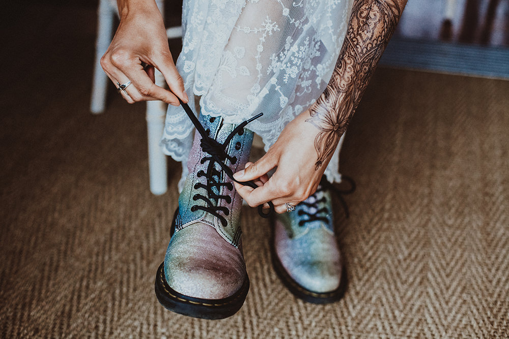 Bride Bridal Boots Dark Bohemian Wedding YTZ Weddings