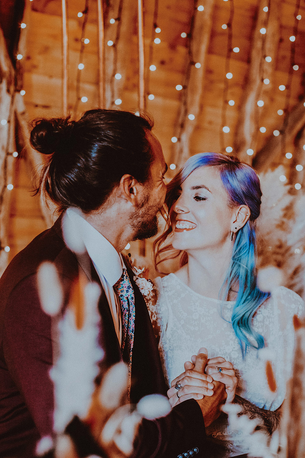 Bride Bridal Mermaid Hair Blue Pink Style Dark Bohemian Wedding YTZ Weddings