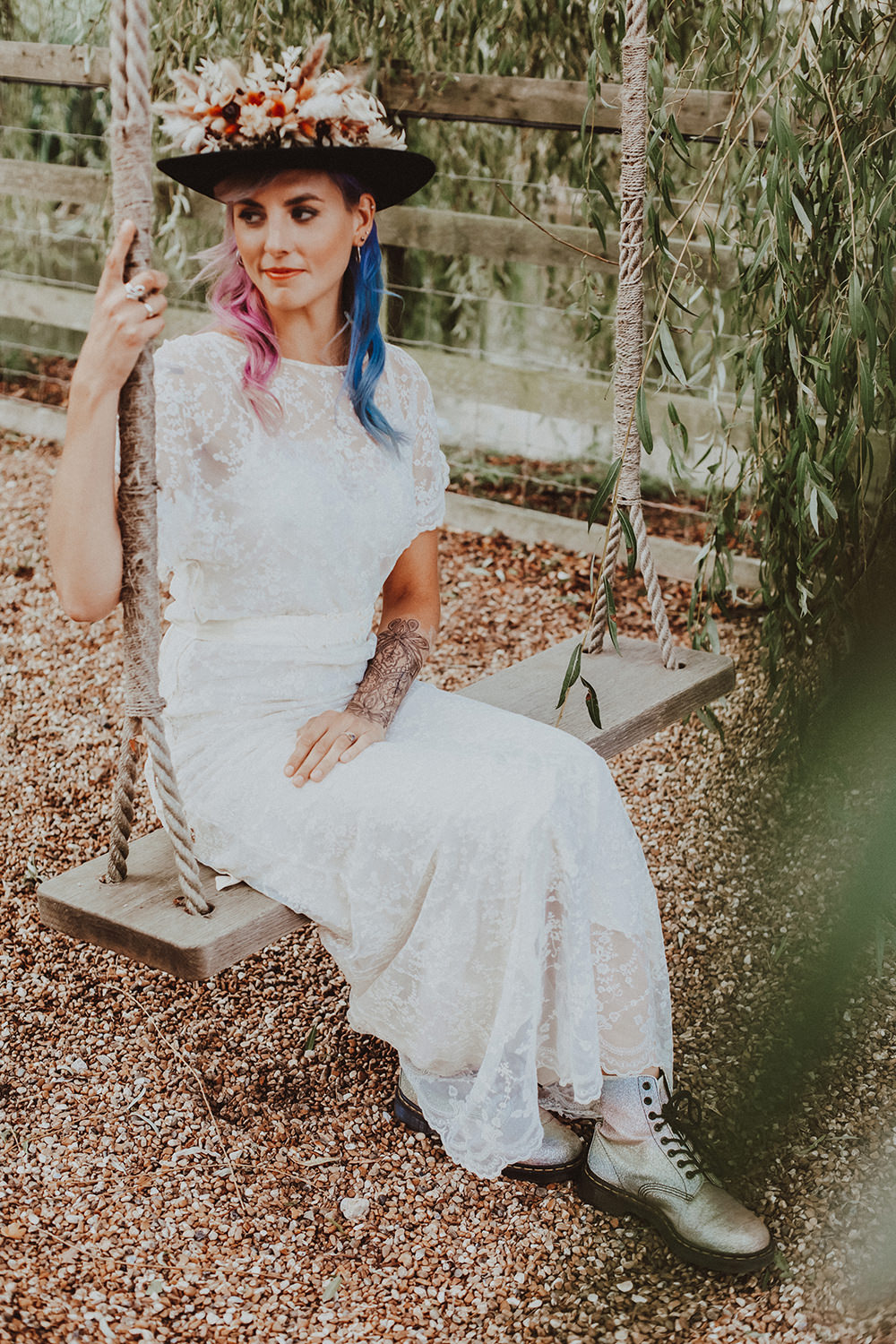 Dress Gown Bride Bridal Lace Dark Bohemian Wedding YTZ Weddings