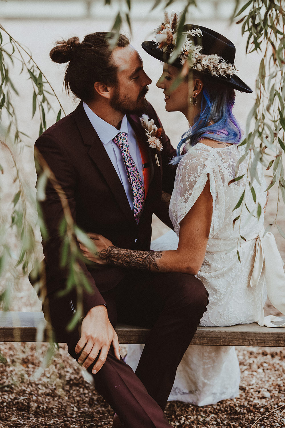 Groom Suit Tie Dark Bohemian Wedding YTZ Weddings