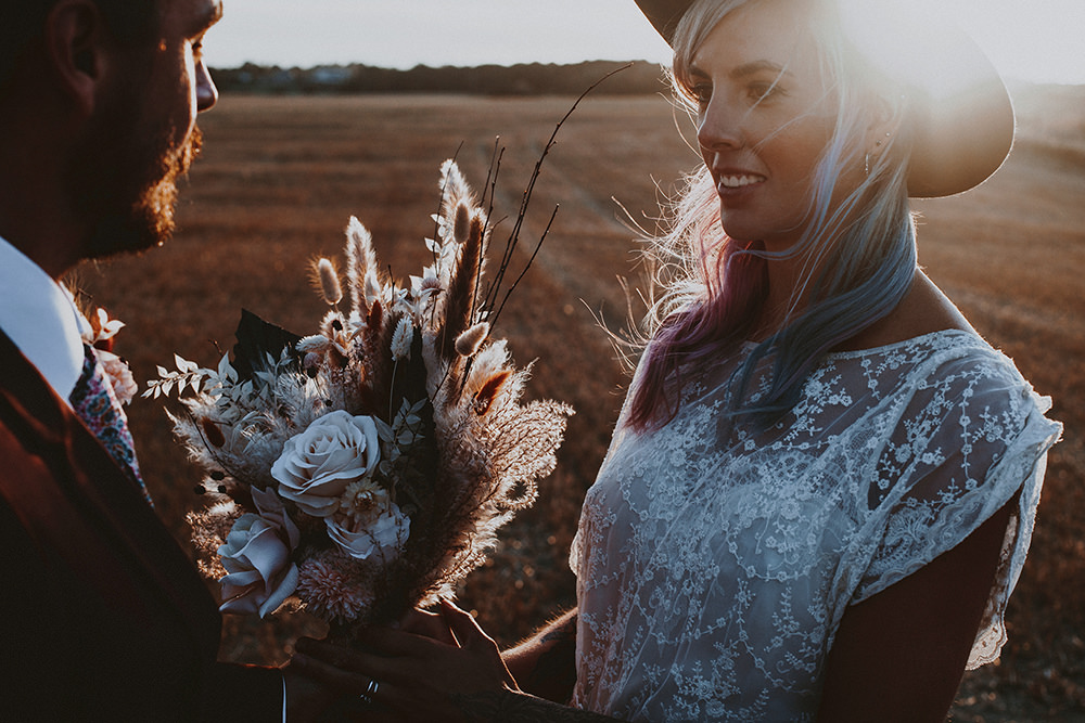 Bouquet Flowers Bride Bridal Pampas Grass Dark Bohemian Wedding YTZ Weddings