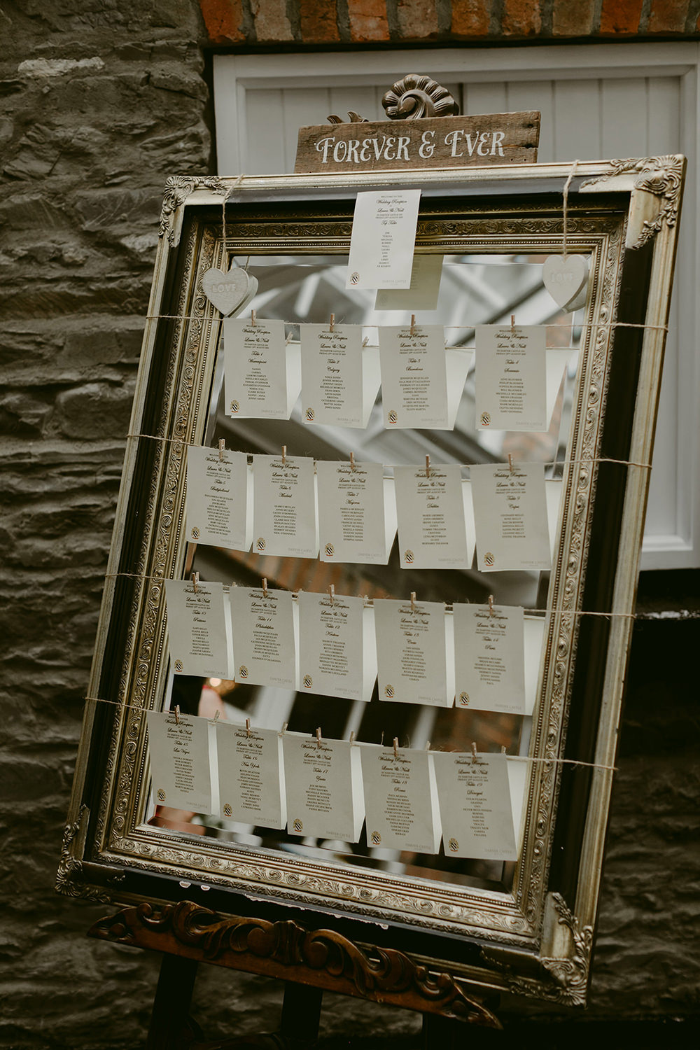 Table Plan Seating Chart Mirror Darver Castle Wedding Adam and Grace