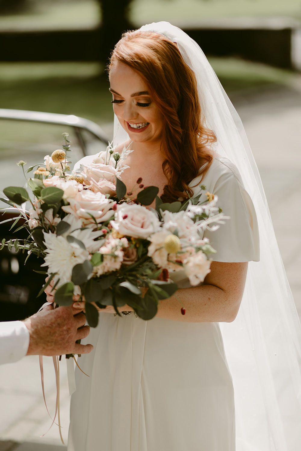 Bouquet Flowers Bride Bridal Pink Rose Darver Castle Wedding Adam and Grace