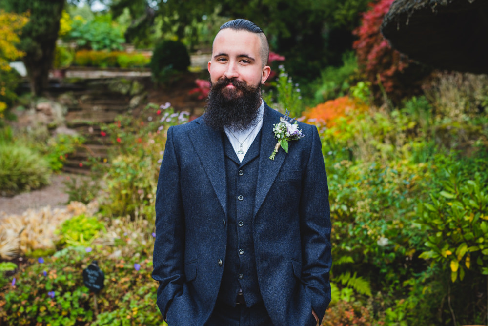 Garden Micro Wedding Emma Hillier Photography Groom Suit Blue