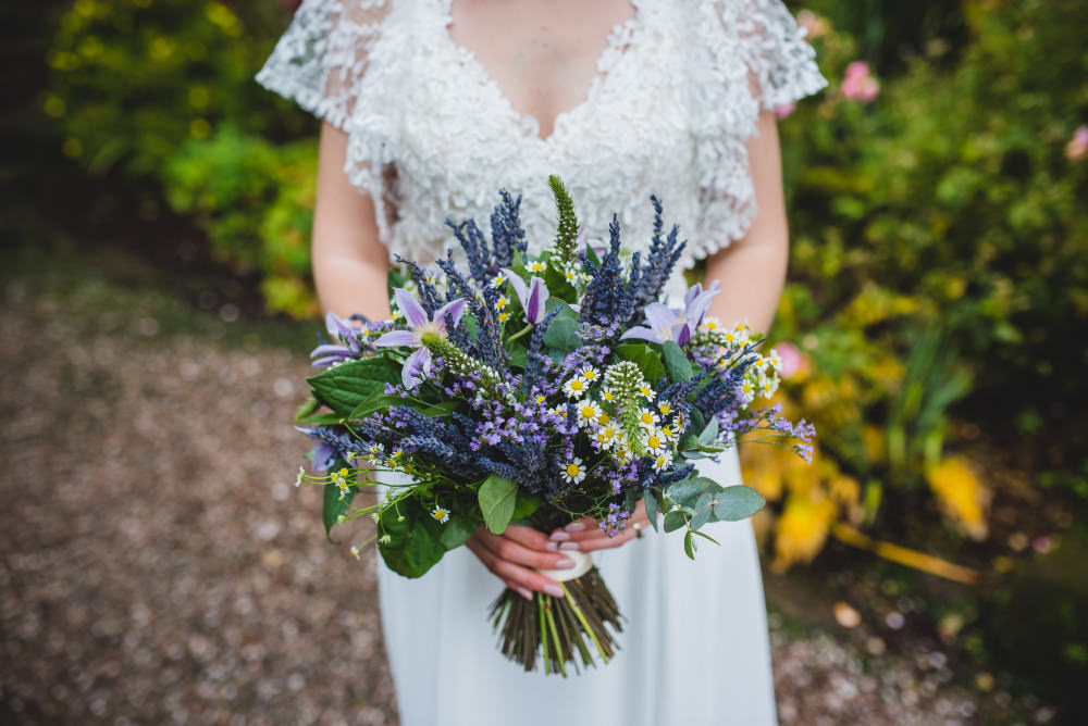 Bouquet Flowers Bride Bridal Purple Greenery Garden Micro Wedding Emma Hillier Photography