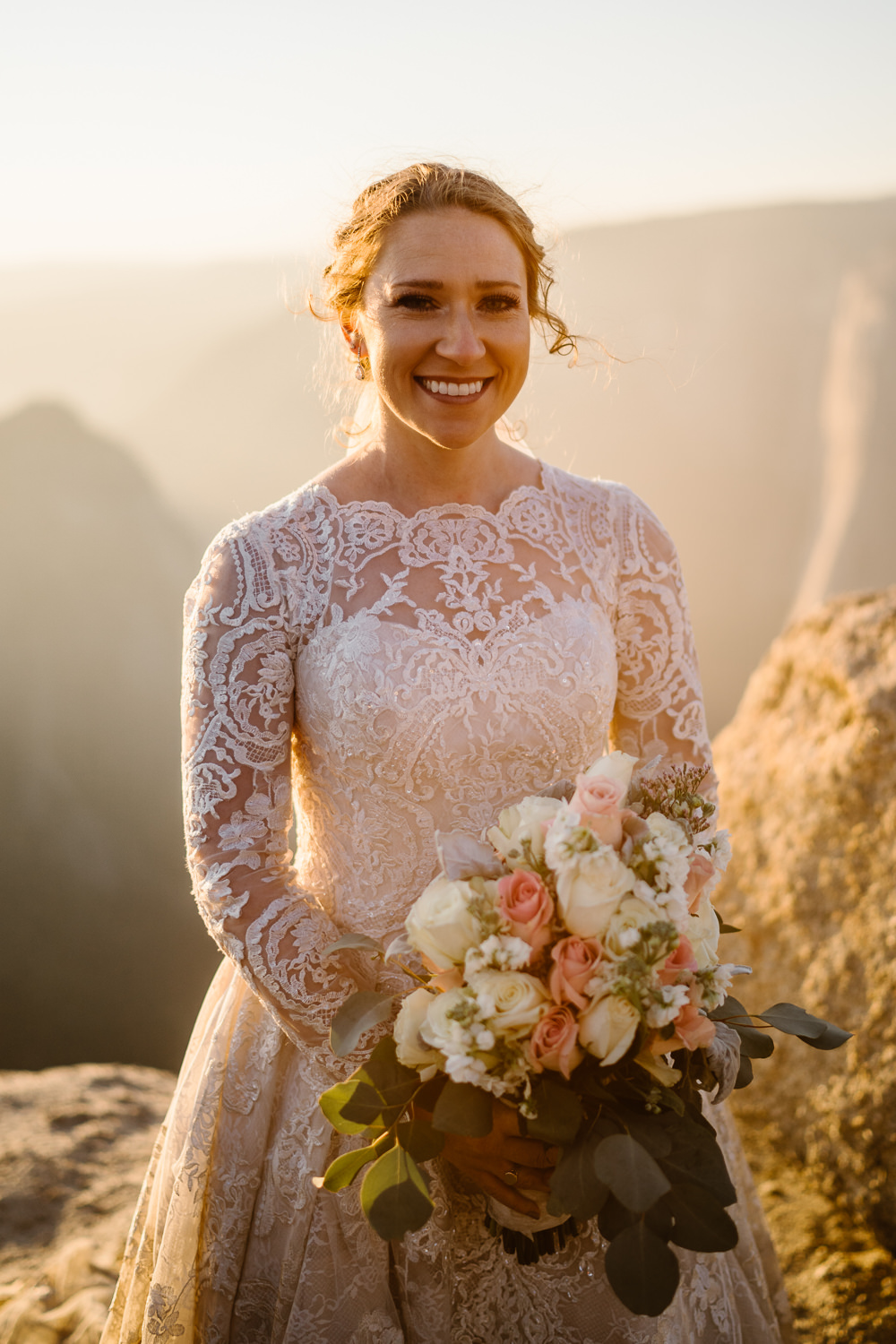 Bouquet Flowers Bride Bridal Orange Cream Glacier Point Wedding Vows and Peaks