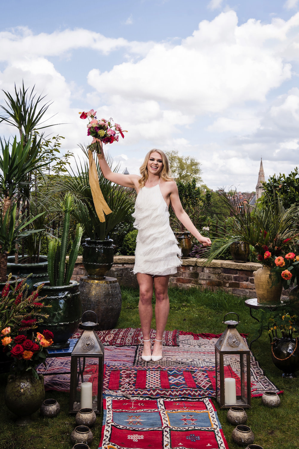 Dress Gown Bride Bridal Mini Short Tassel Jewel Tone Wedding Ideas Laura May Photography
