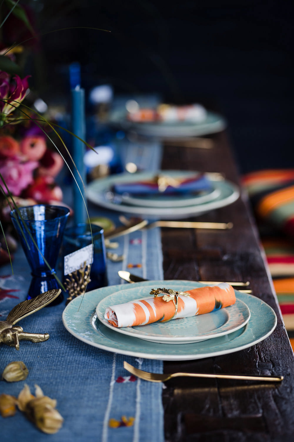 Place Setting Decor Napkin Jewel Tone Wedding Ideas Laura May Photography