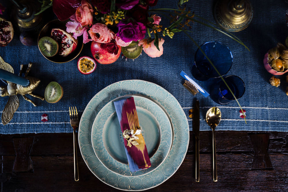 Place Setting Decor Napkin Jewel Tone Wedding Ideas Laura May Photography